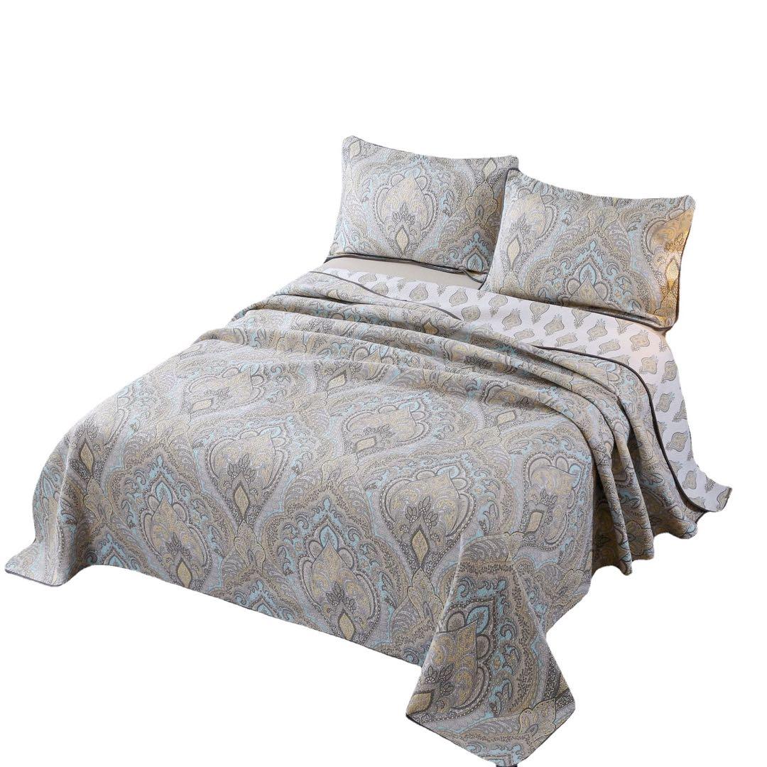 キルトベッドカバー3点セット綿マルチカバー キルティング 843