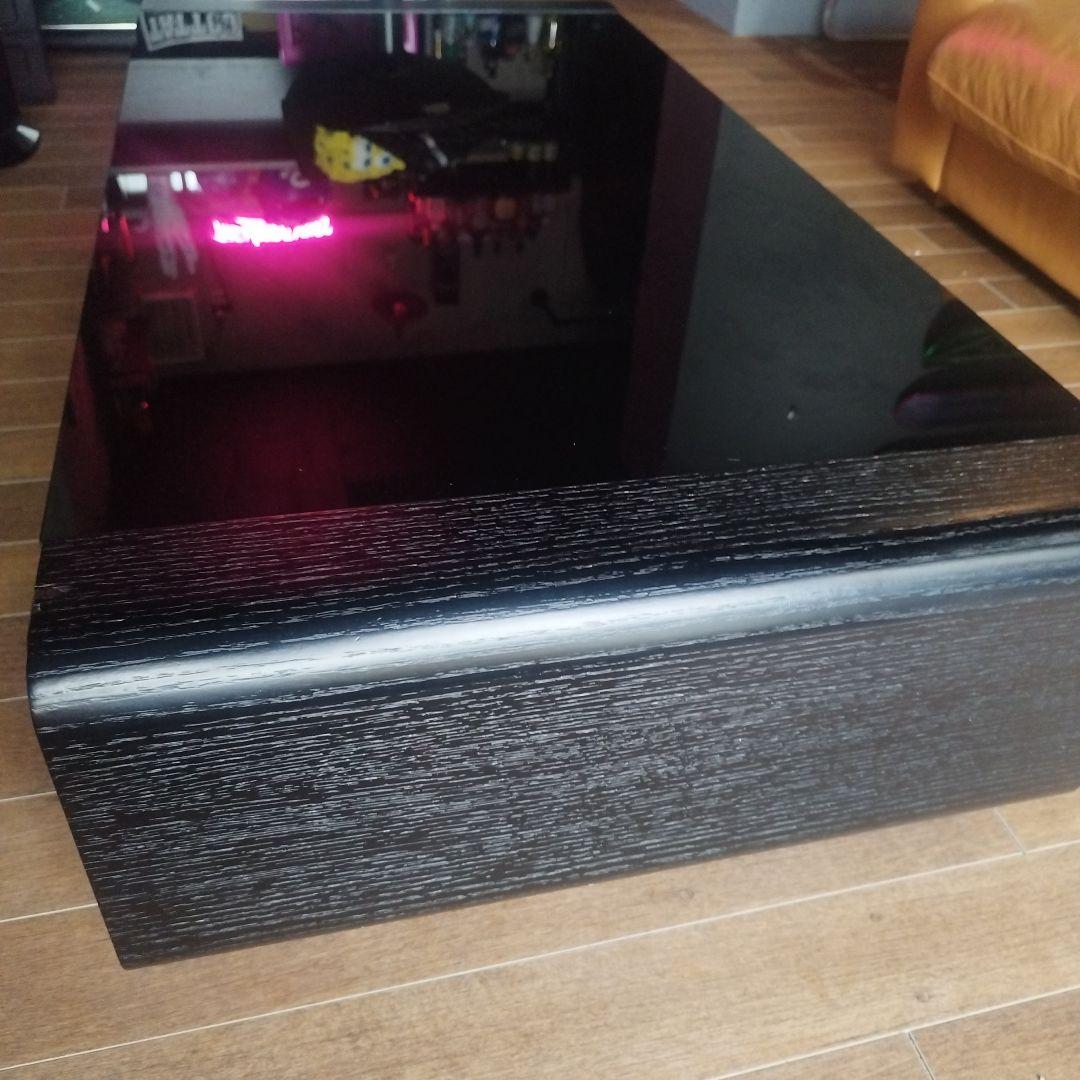 黒い木製　ガラスセンターテーブル
