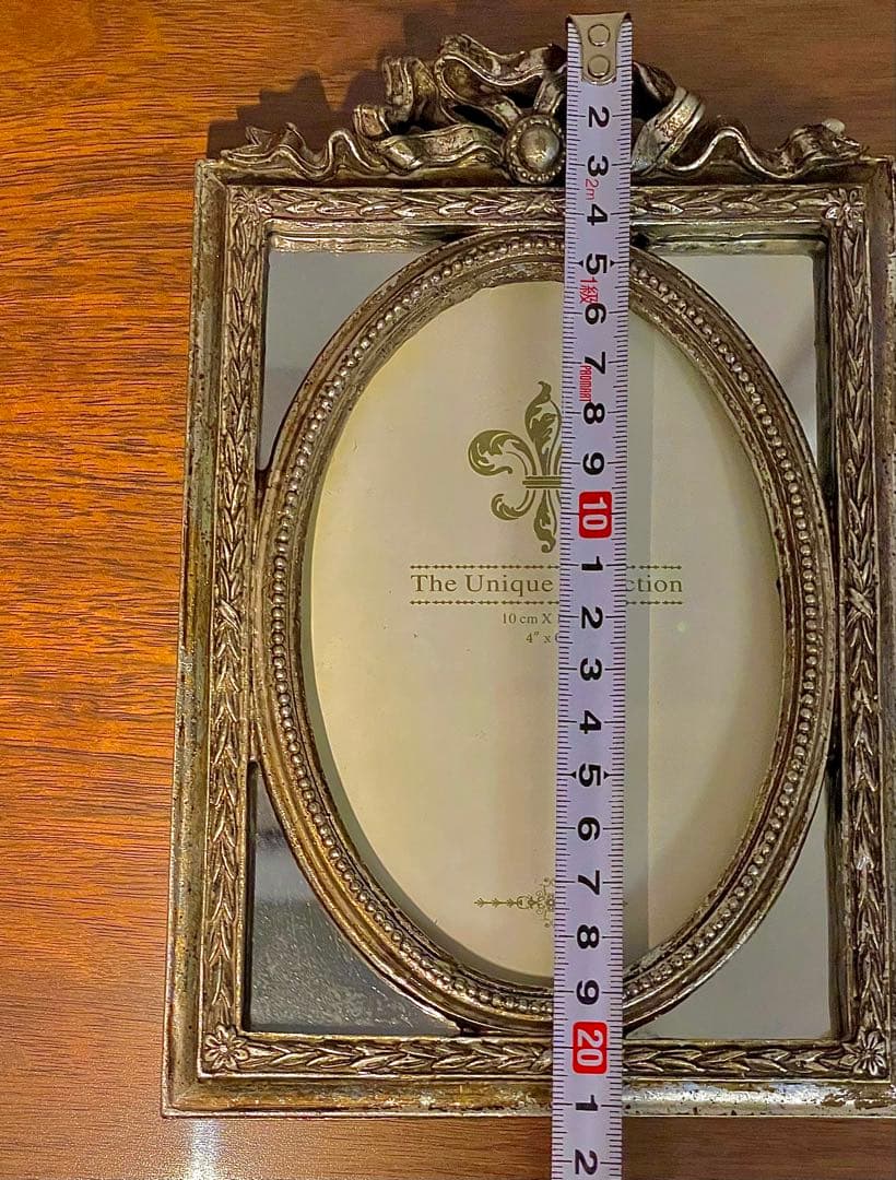 フランス　アンティーク　写真立て　リボン　アールヌーボー　アールデコ　額縁