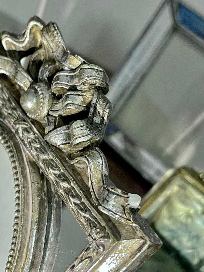 フランス　アンティーク　写真立て　リボン　アールヌーボー　アールデコ　額縁