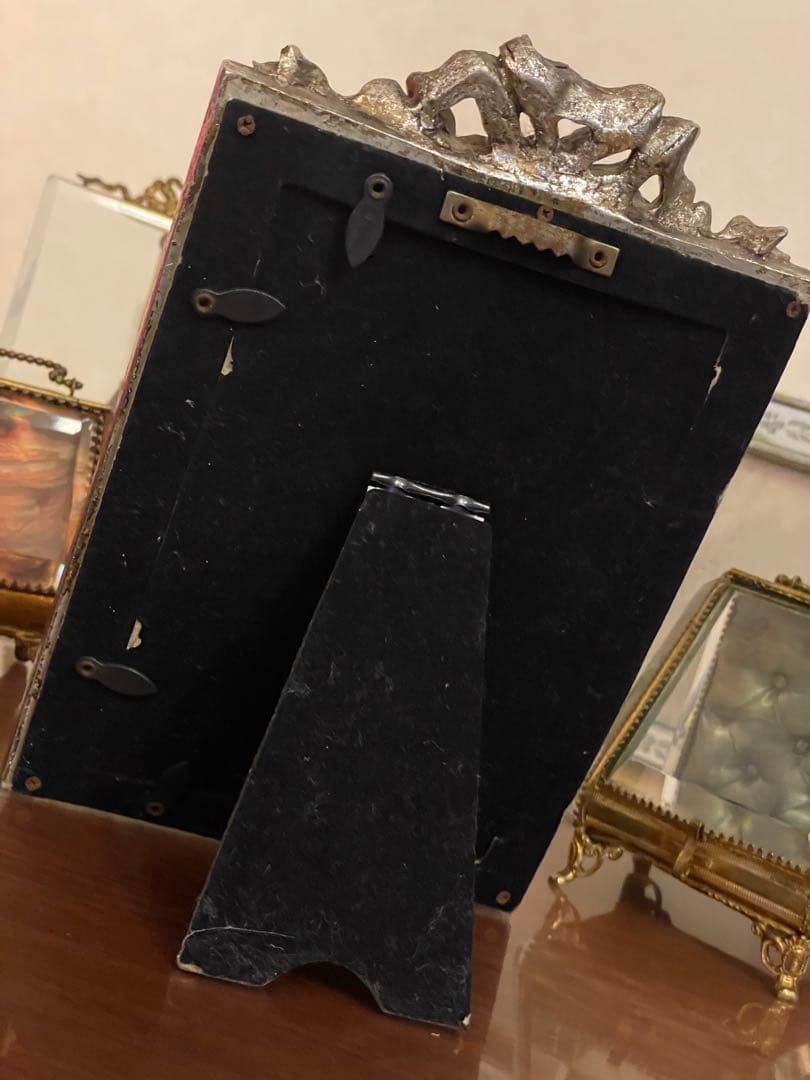 フランス　アンティーク　写真立て　リボン　アールヌーボー　アールデコ　額縁