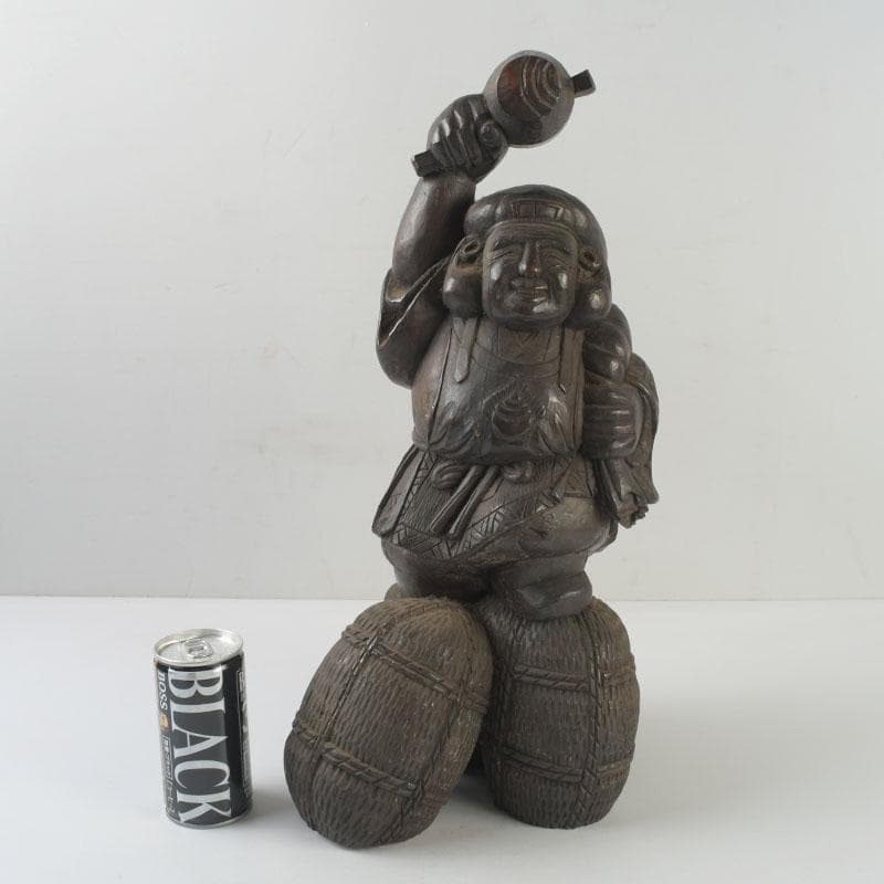 木彫　大黒天像　置物　縁起物　在銘　N　8646A
