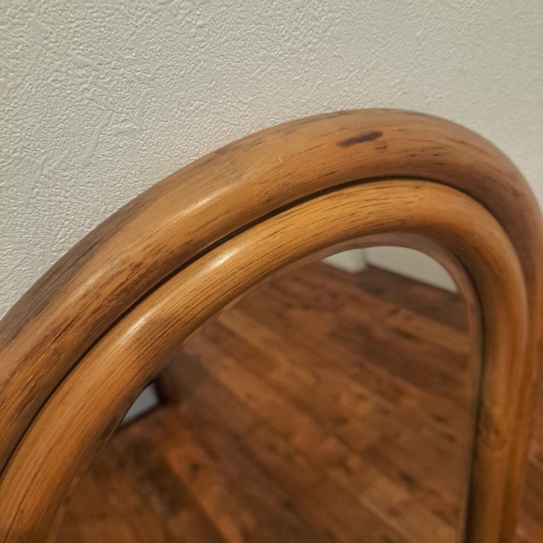 アンティーク　ラタン　オーバル　壁掛けミラー　姿見　ヴィンテージ 99×41