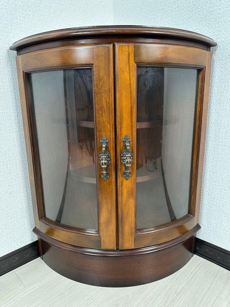 （1/3）カリモク コロニアル コーナー キャビネット 飾り棚 4-1※