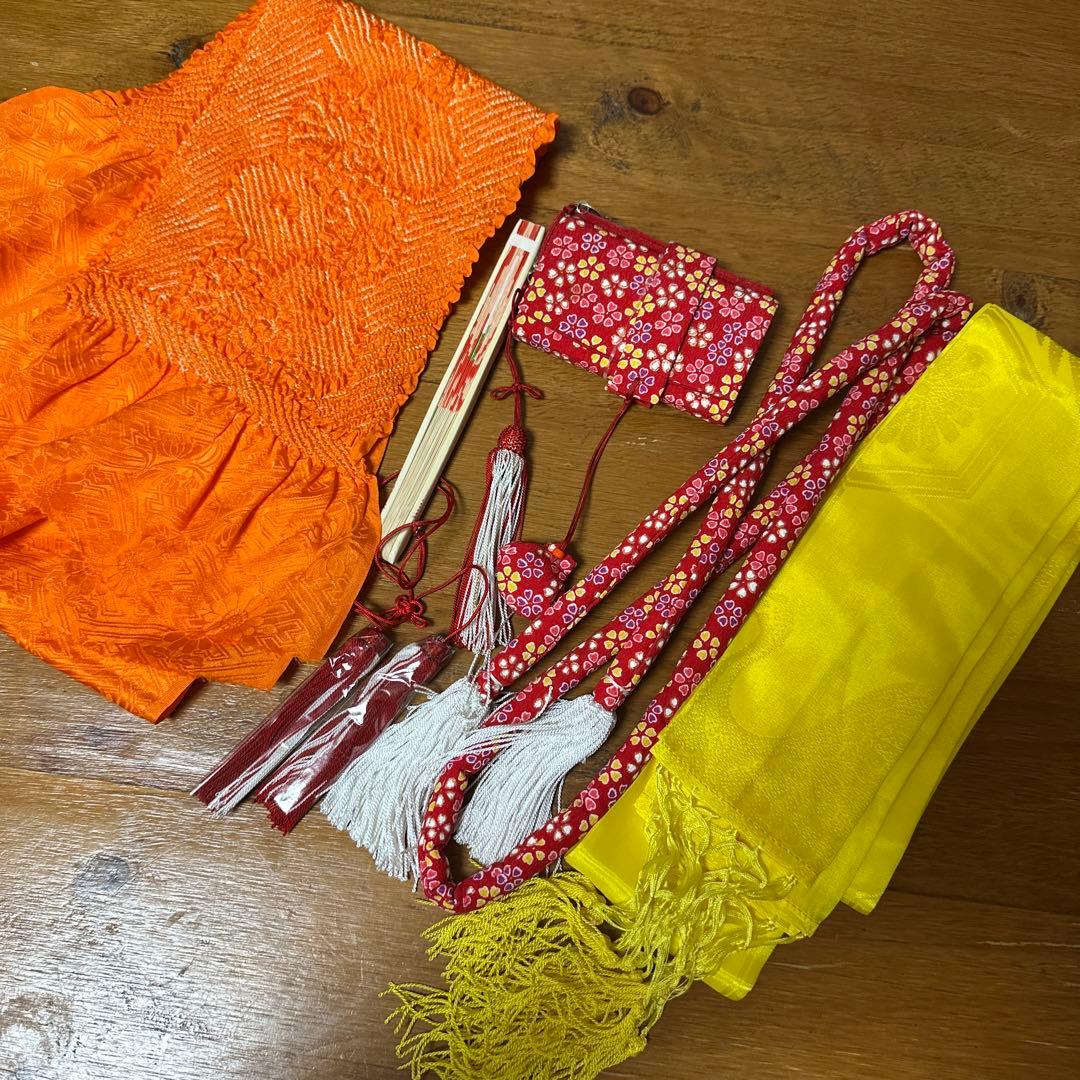 七五三　7歳　正絹着物　袋帯　小物セット　 比翼仕立て着物