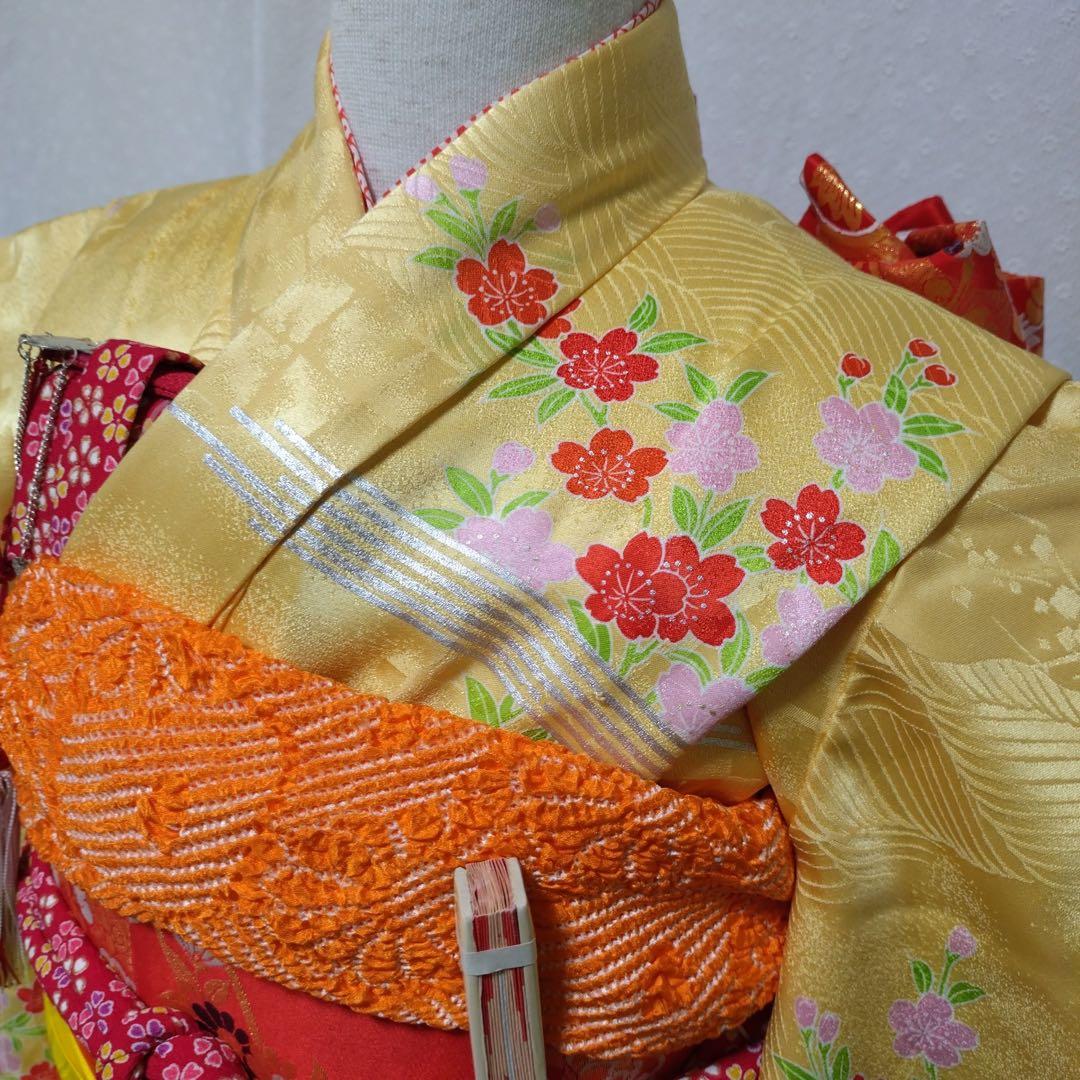 七五三　7歳　正絹着物　袋帯　小物セット　 比翼仕立て着物