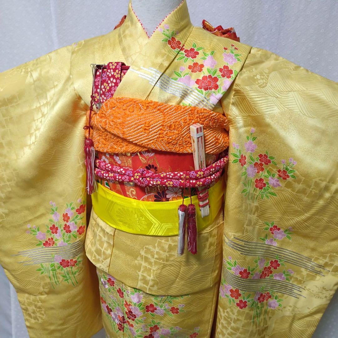 七五三　7歳　正絹着物　袋帯　小物セット　 比翼仕立て着物
