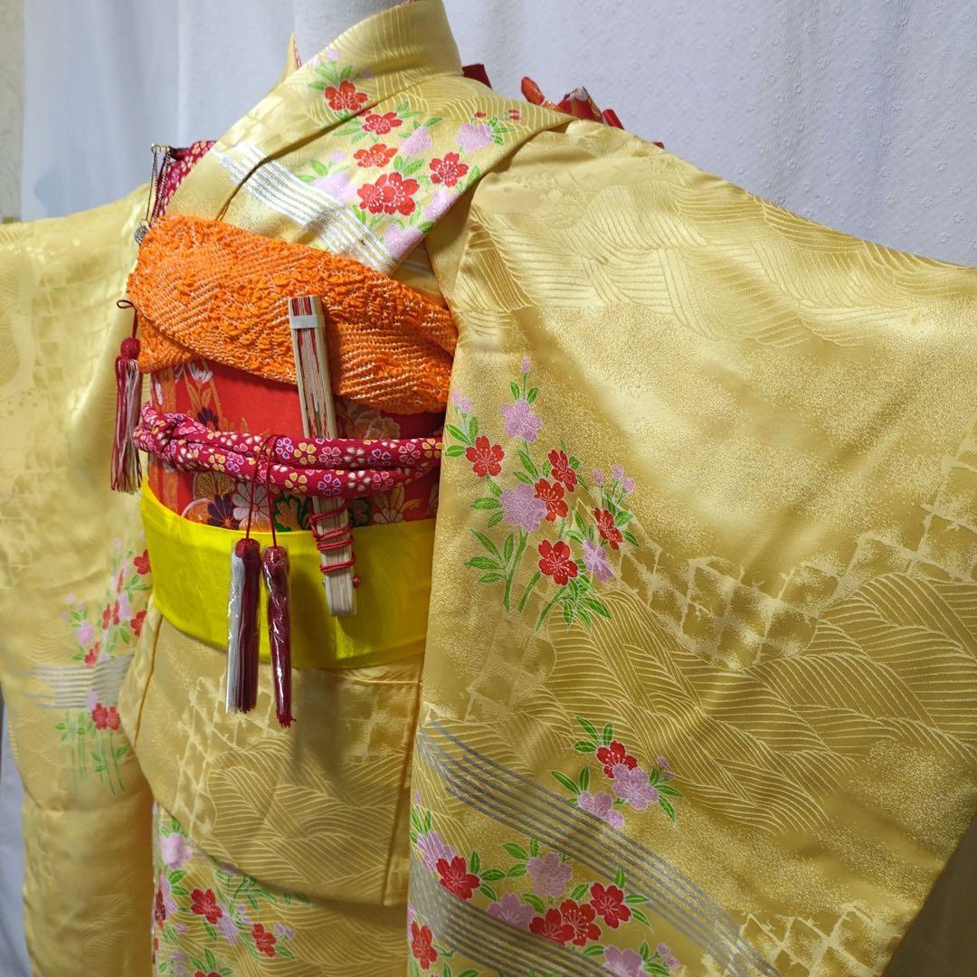 七五三　7歳　正絹着物　袋帯　小物セット　 比翼仕立て着物