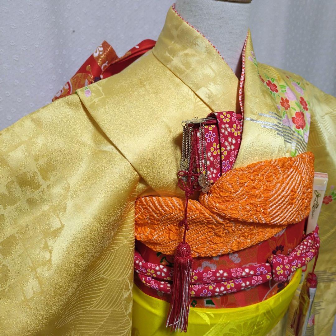 七五三　7歳　正絹着物　袋帯　小物セット　 比翼仕立て着物