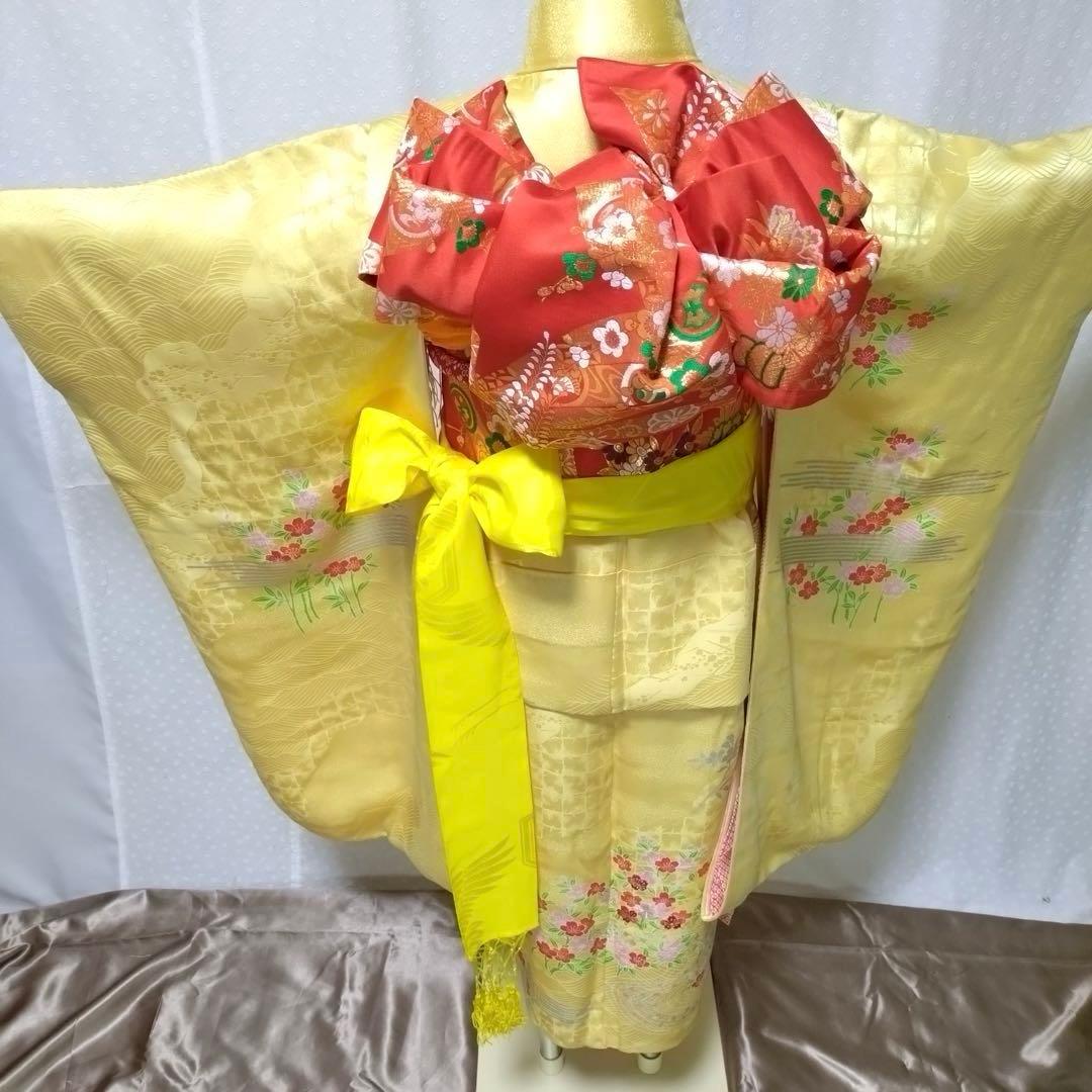 七五三　7歳　正絹着物　袋帯　小物セット　 比翼仕立て着物