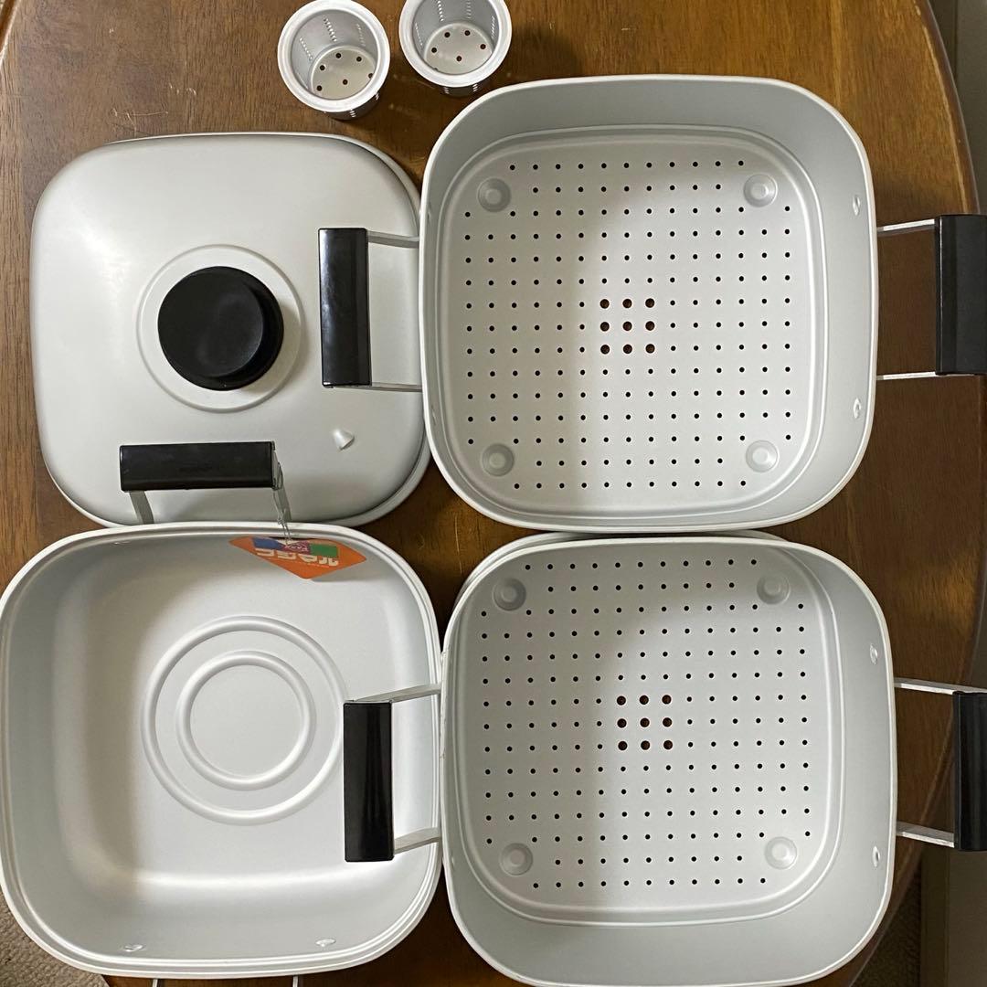 フジマル　二重角蒸器　内径22cm高さ11cmの二段【新品　未使用　昭和レトロ】