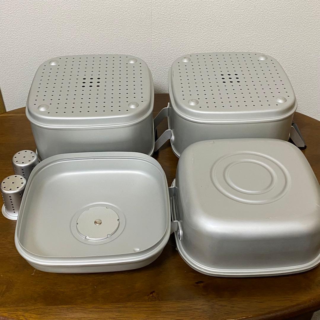 フジマル　二重角蒸器　内径22cm高さ11cmの二段【新品　未使用　昭和レトロ】