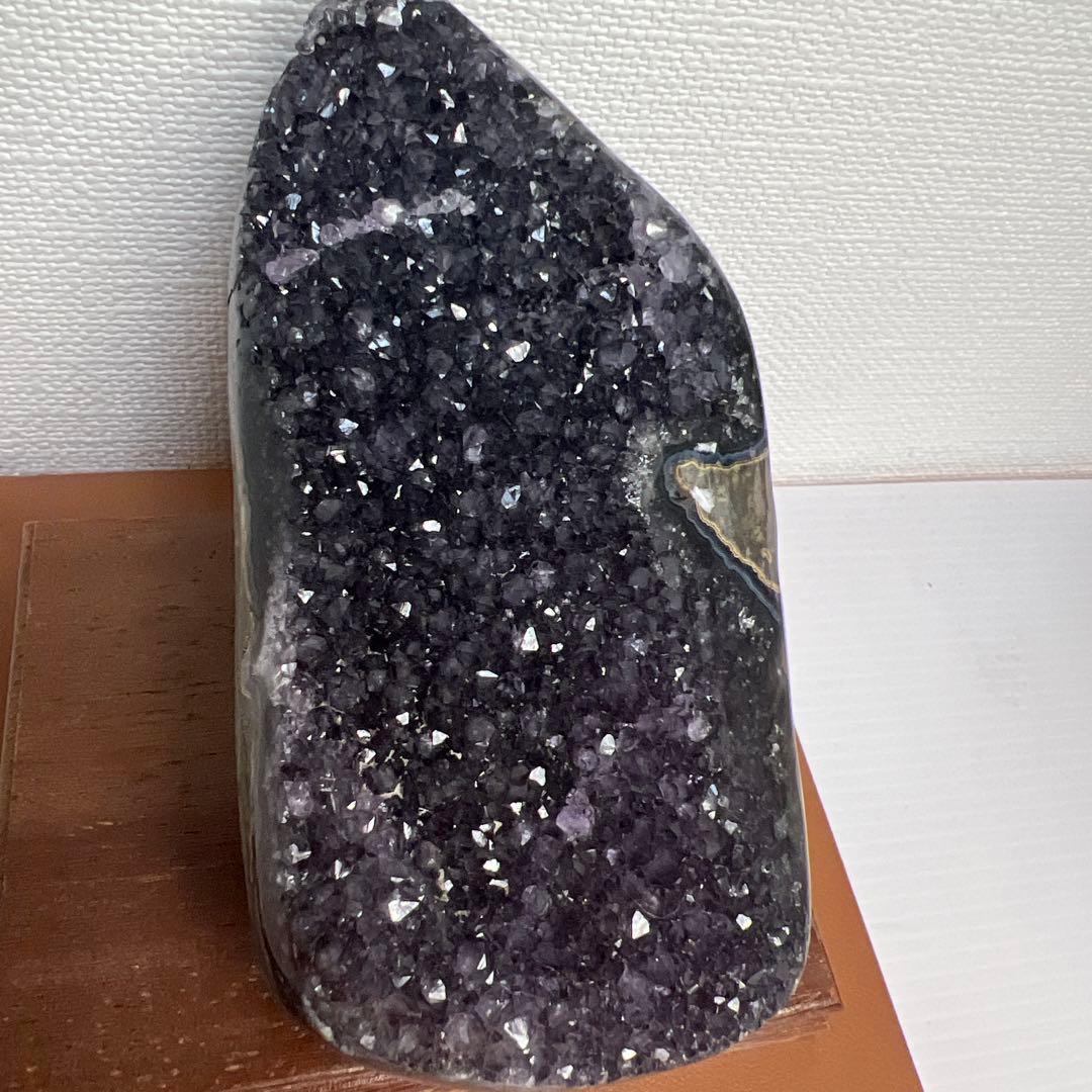 向江大樹　アメジストドーム　原石　浄化置物 木製台座付き600g2点