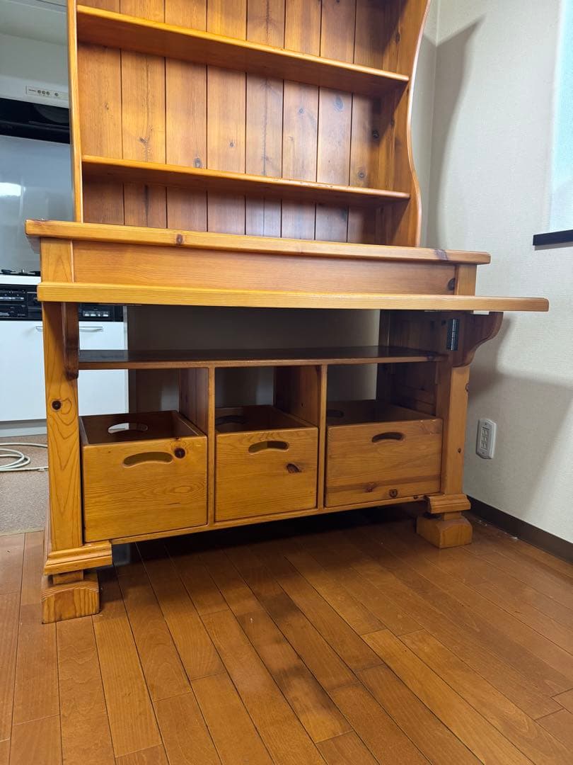 ☆アンティーク木製オープンシェルフ 引き出し付き