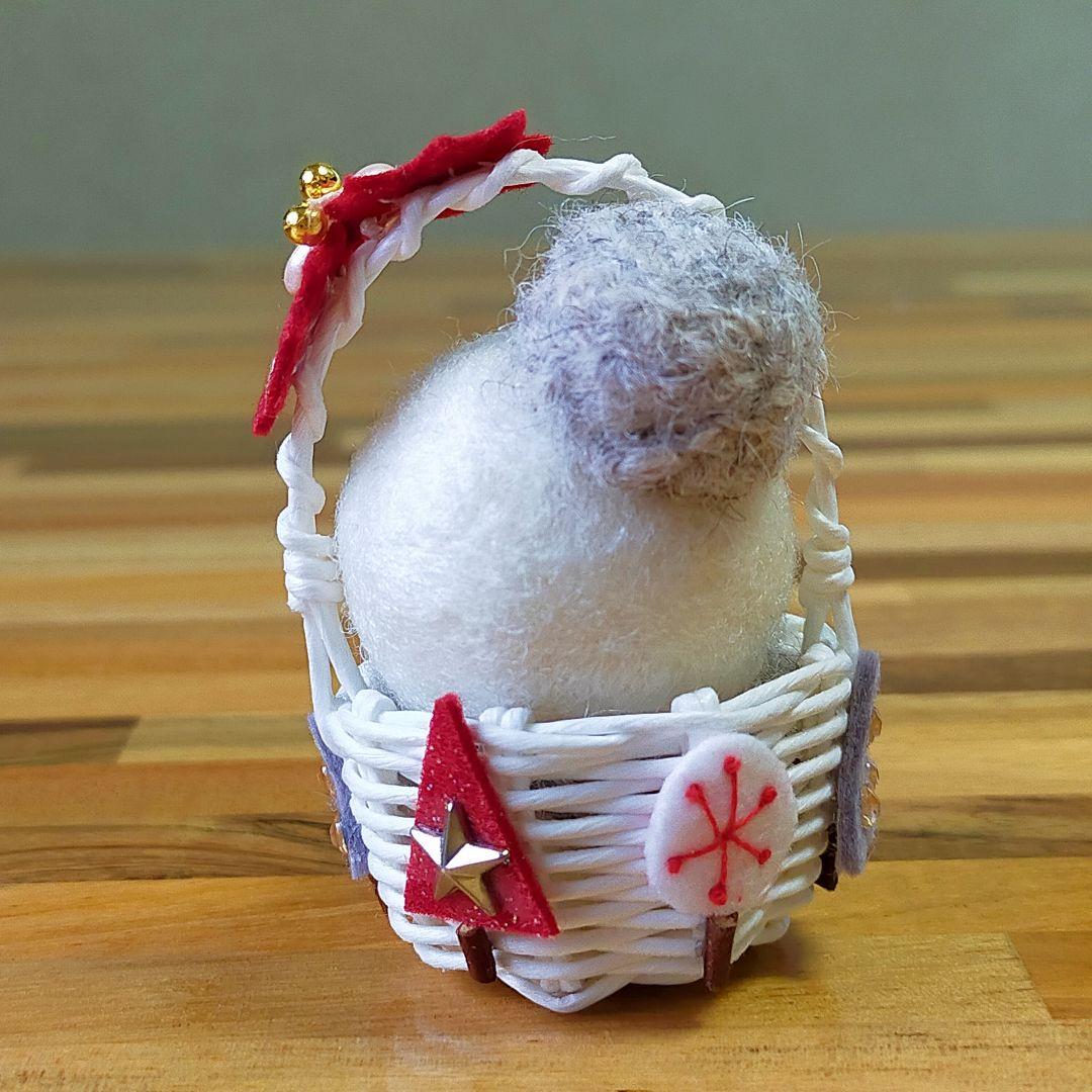 ✿ゆか様用✿羊毛フェルト✿ニッコリゆきだるまさん✿ミニカゴアレンジ✿クリスマス✿