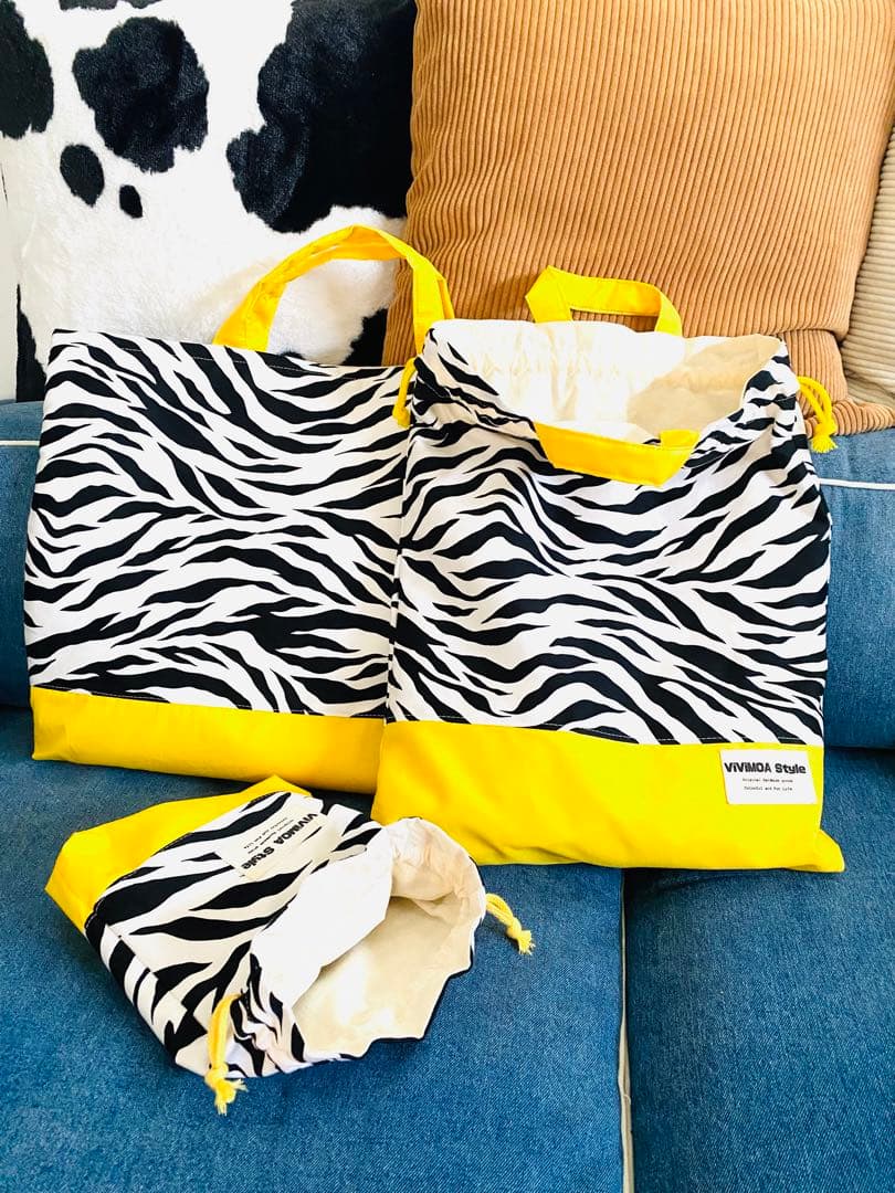 あゆみ　オーダー商品　ゼブラ×イエロー　入園入学グッズ　ViViMOA