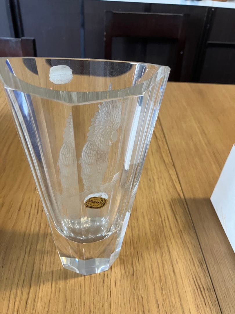 未使用BOHEMIA GLASS クリスタル花瓶 鷲の彫刻