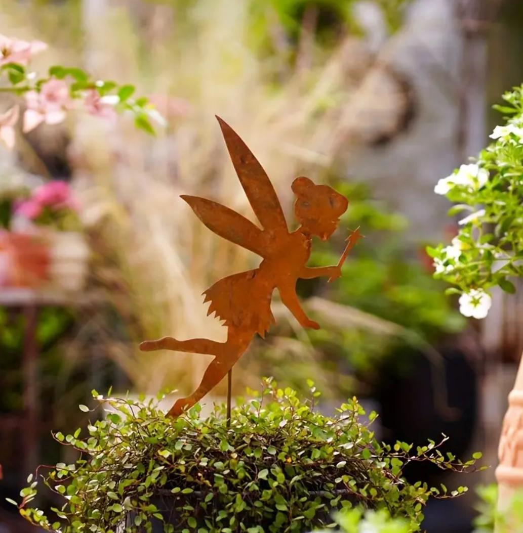 ジャンクガーデン アイアンプレート オブジェ サビ加工 妖精