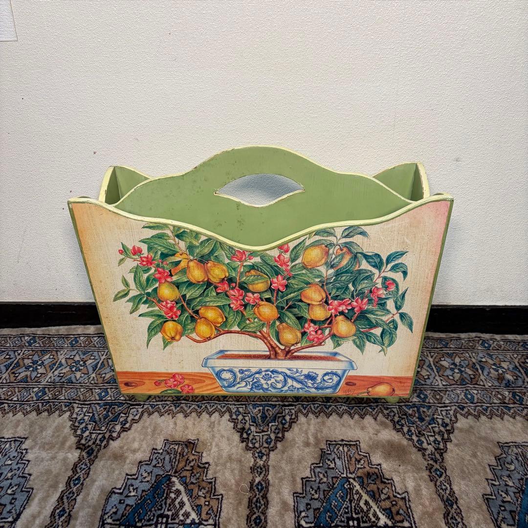 ブロカント マガジンラック プロヴァンス フレンチ 花柄 カントリー 木製