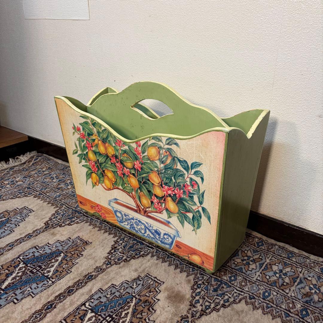 ブロカント マガジンラック プロヴァンス フレンチ 花柄 カントリー 木製