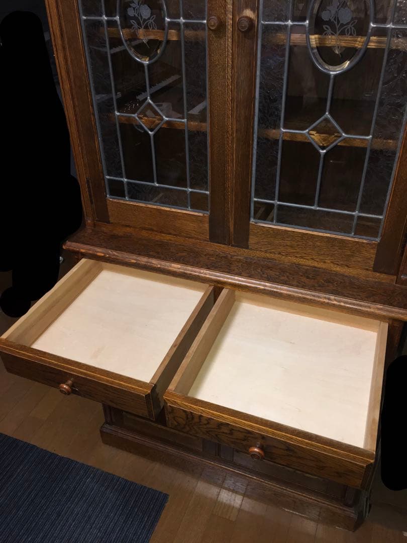 三越家具　ブルージュ　食器棚　ステンドグラス