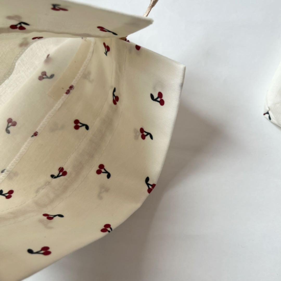 13・ハンドメイド　巾着　ミニ巾着　２枚セット　さくらんぼ　リボン