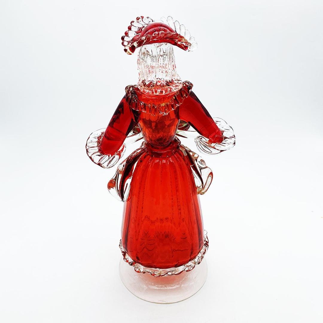 ベネチアングラス ムラノ イタリア 人形 貴婦人 レッド ゴールド 金彩