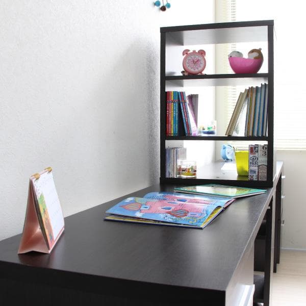 《新品・送料無料》学習机 ツインデスク 書棚付きラック ３段チェスト ブラウン