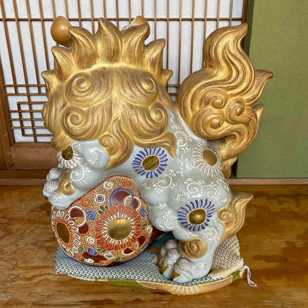 シーサー 玉乗り 唐獅子 九谷焼 陶器 狛犬 縁起物 魔除 置物 風水 沖縄