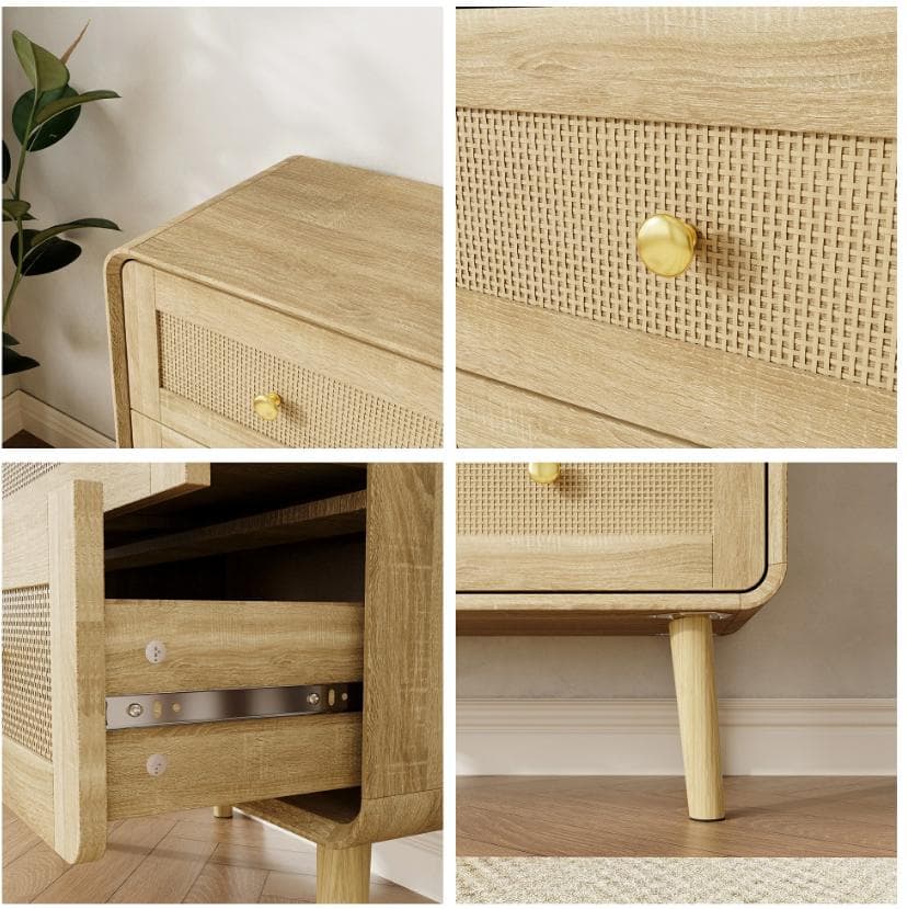 収納チェスト 引き出し 幅80 木製 タンス ラタン調 キャビネット