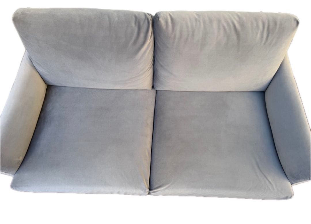 LOYWA ロウヤ ベルベット調 2人掛けソファ ファブリック グレー