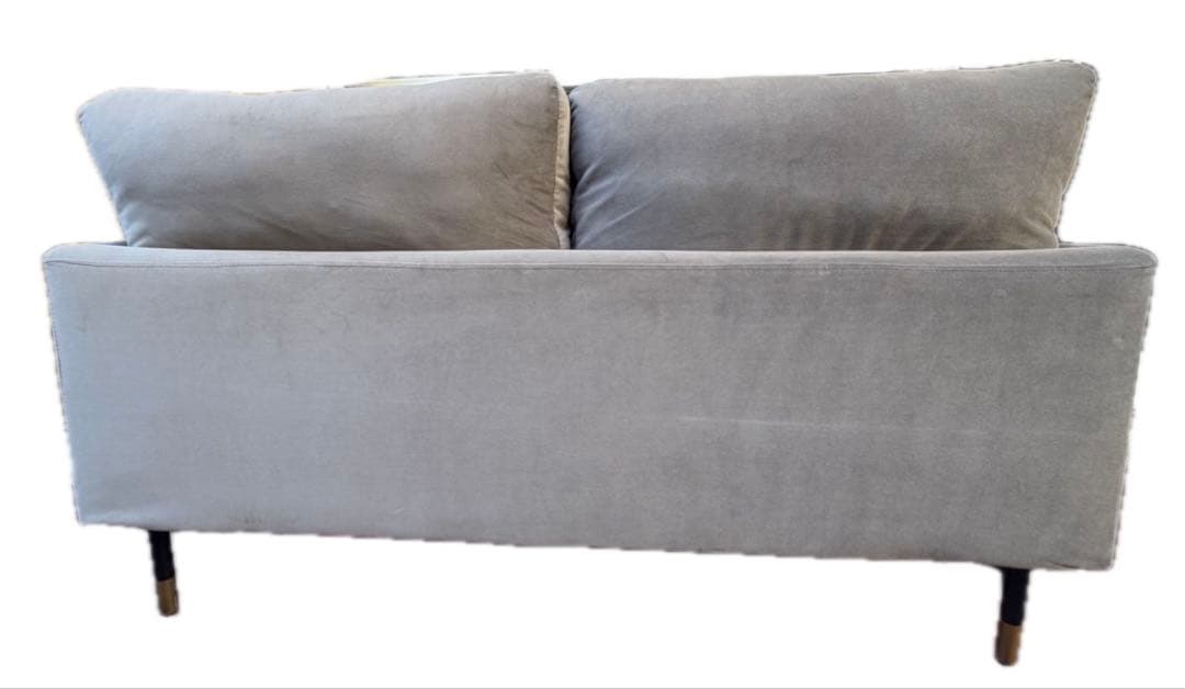 LOYWA ロウヤ ベルベット調 2人掛けソファ ファブリック グレー