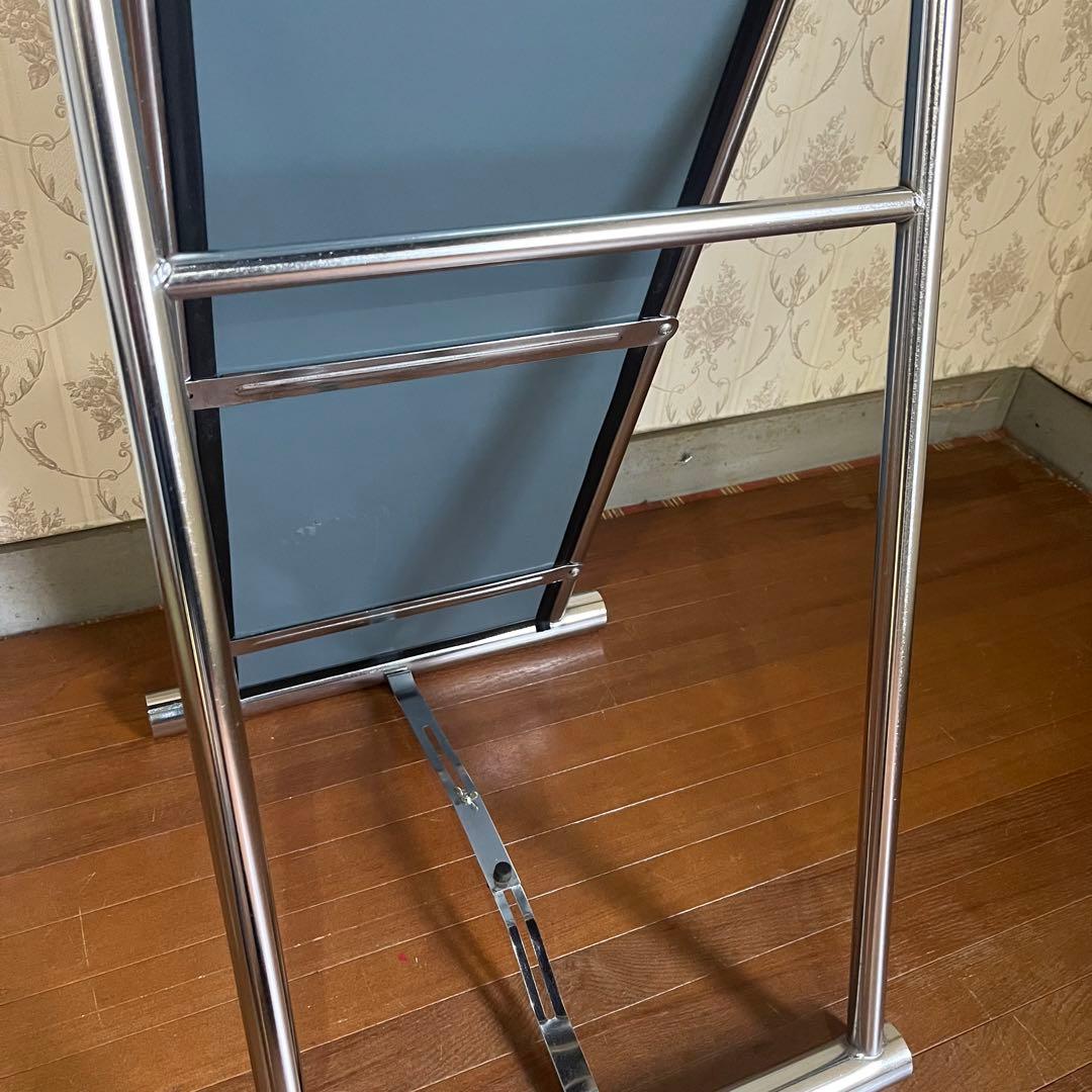 【アンティーク】アイアンフレーム スタンドミラー 全身鏡 メタル 個性派 男前