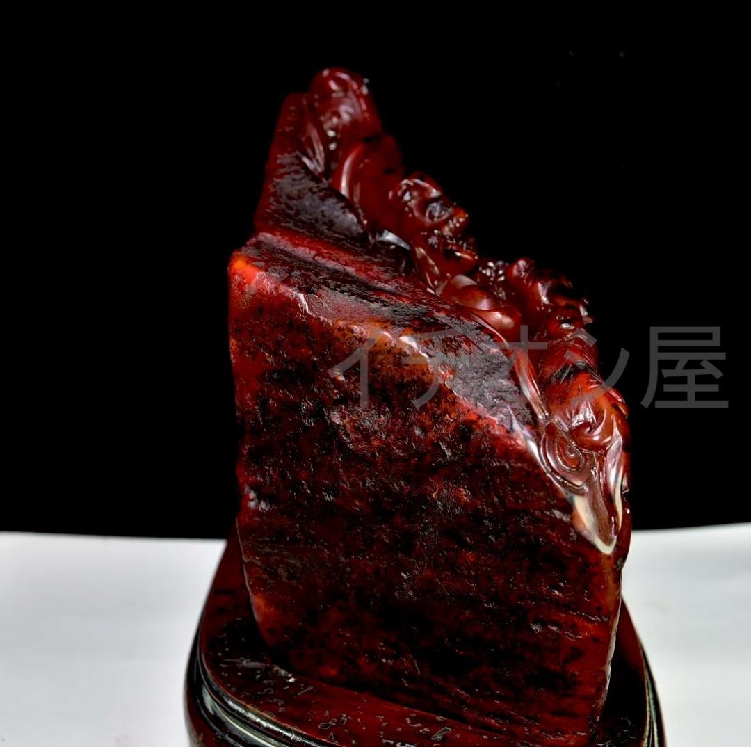 中国古美術 名家西鳳銘 寿山紅田黄石彫 大型置物 極細工 古擺件 骨董品