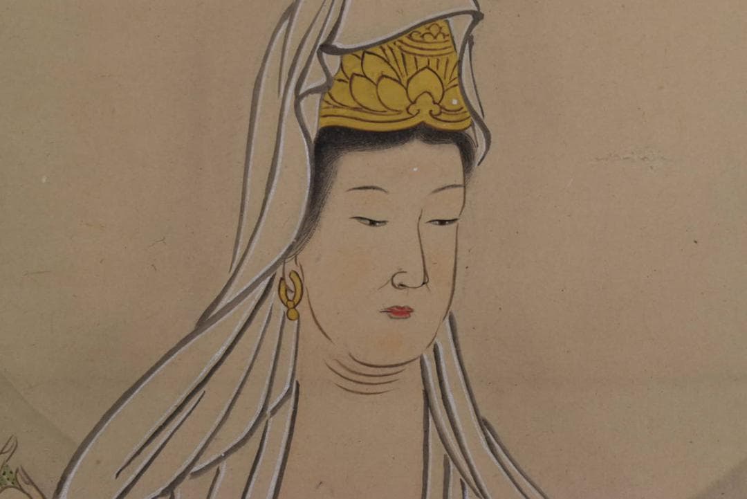 真作】春芳/観音図NO-2、1/掛軸☆宝船☆AB-313