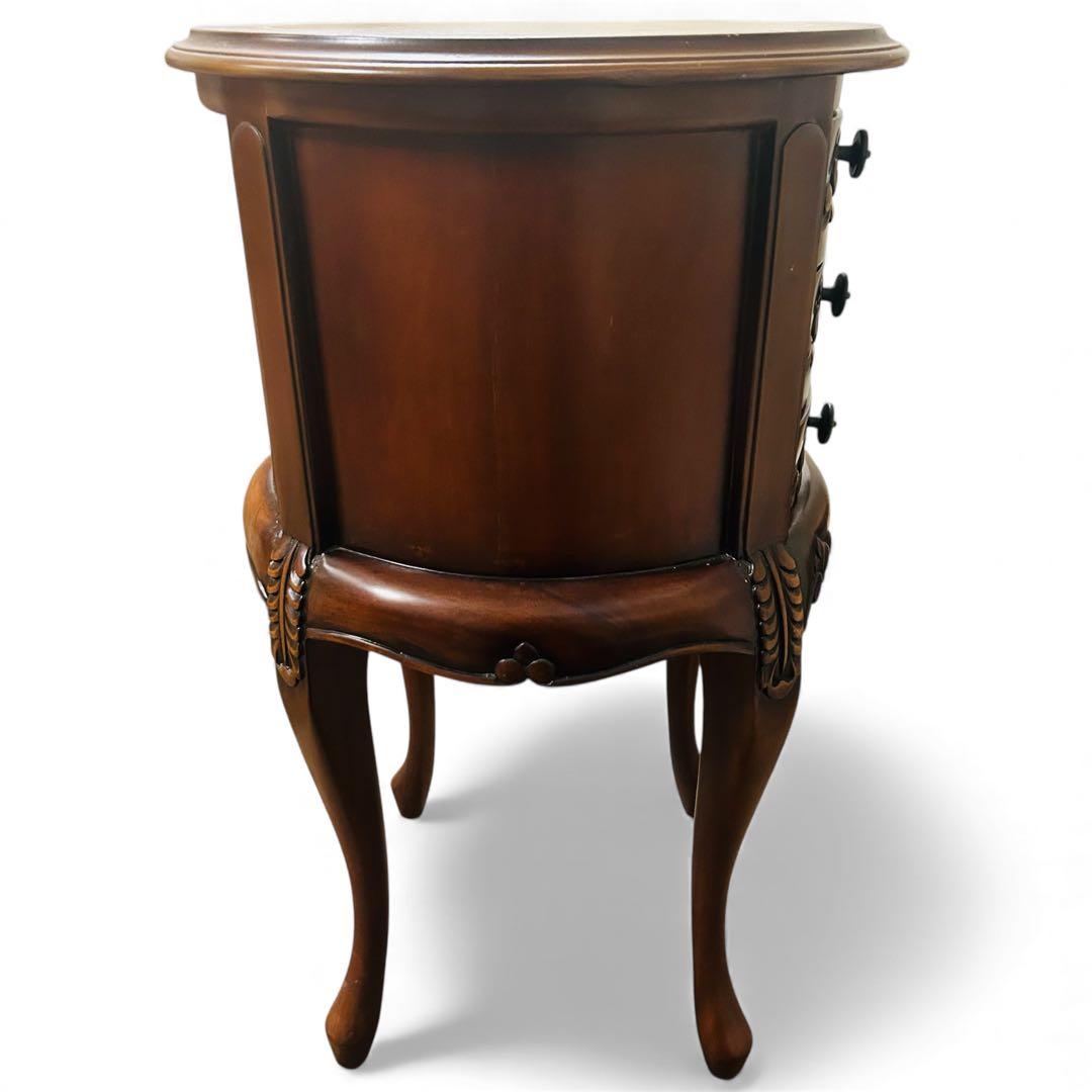 クロシオ コモ ラウンドチェスト3D ブラウン アンティーク風 サイドテーブル