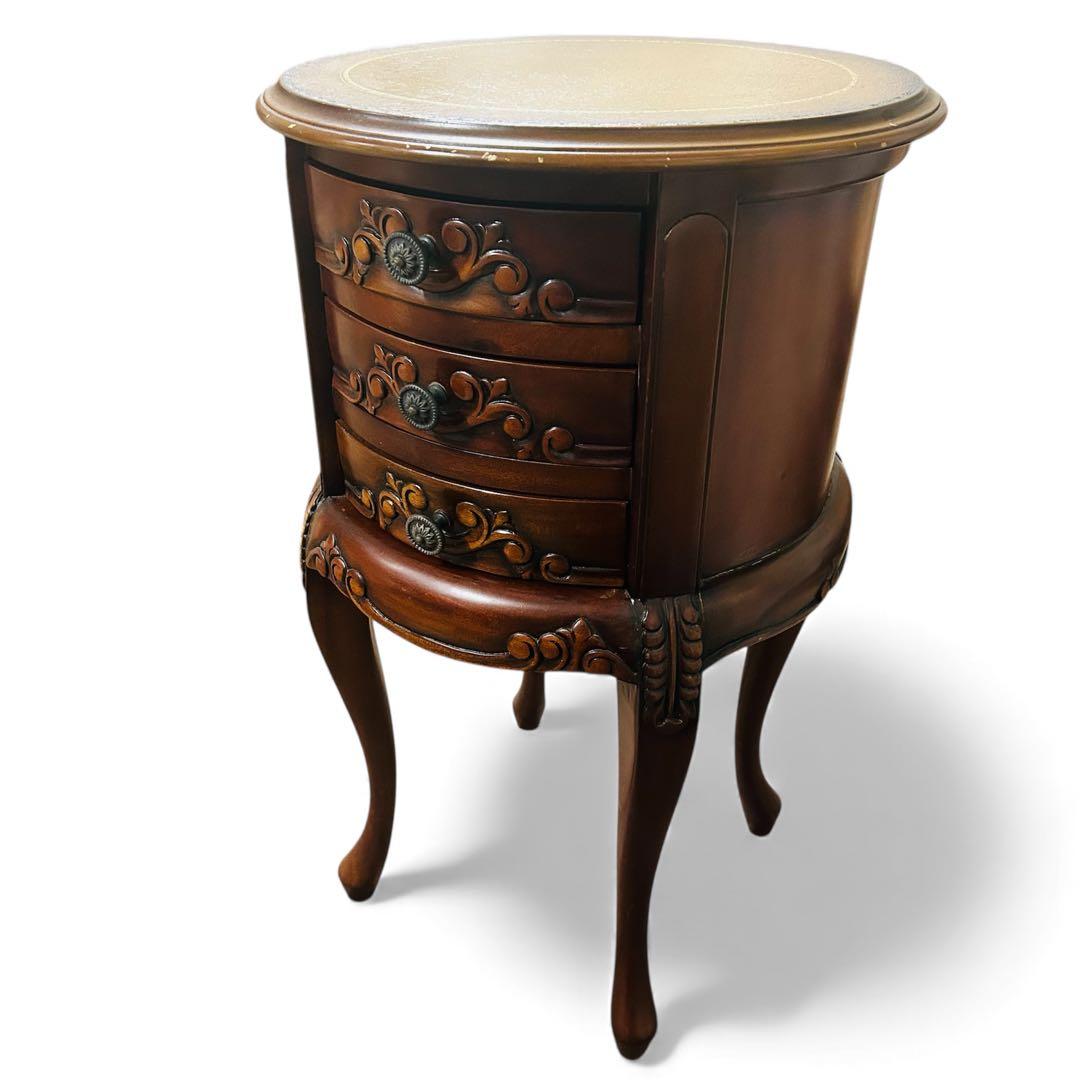 クロシオ コモ ラウンドチェスト3D ブラウン アンティーク風 サイドテーブル