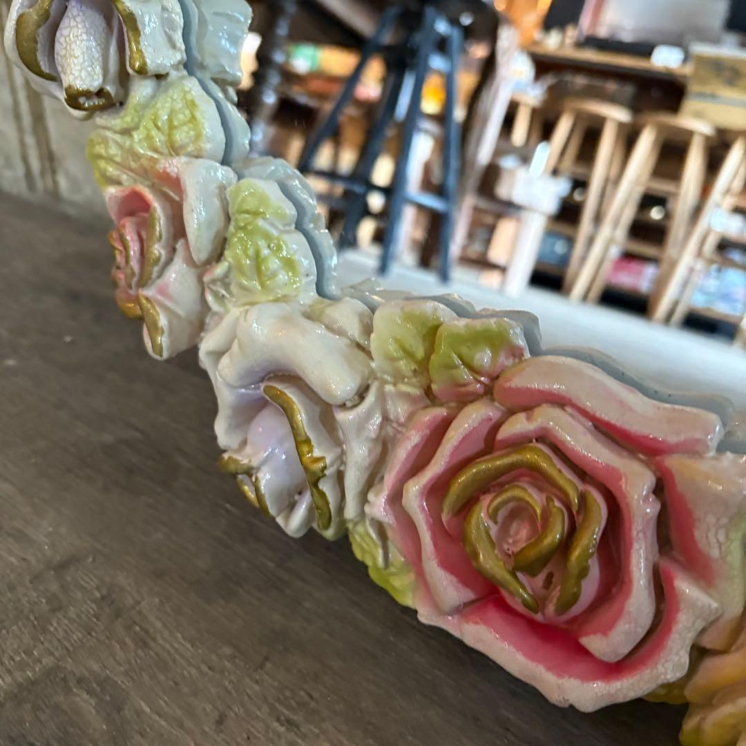 ロココ調　ローズフレーム　ウォールミラー