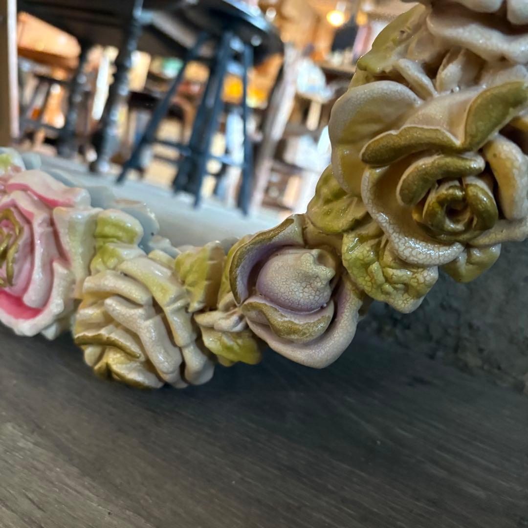 ロココ調　ローズフレーム　ウォールミラー