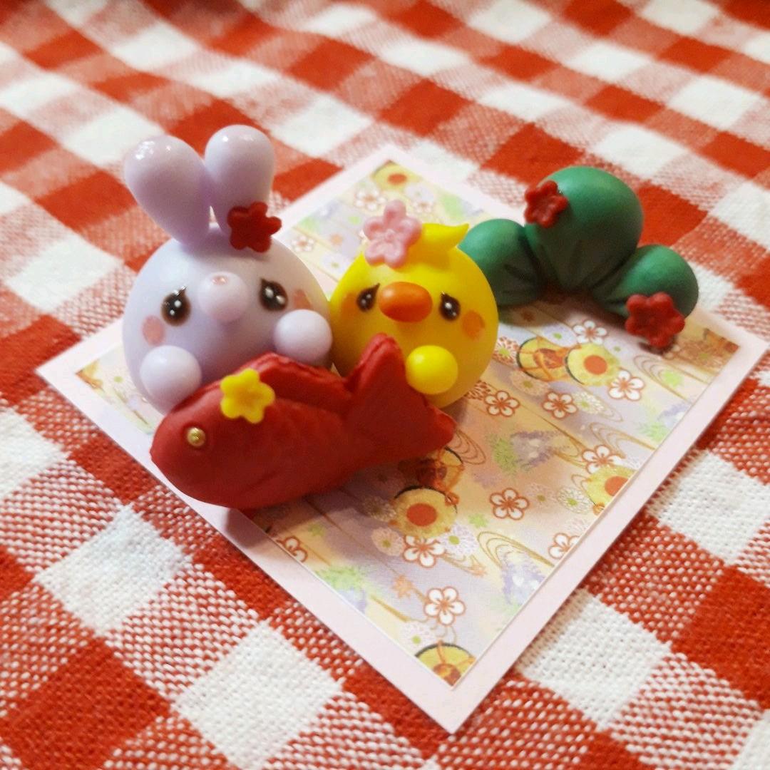 『タイムセール』おめでタイ♪うさぎ(紫)&ひよこ★お正月