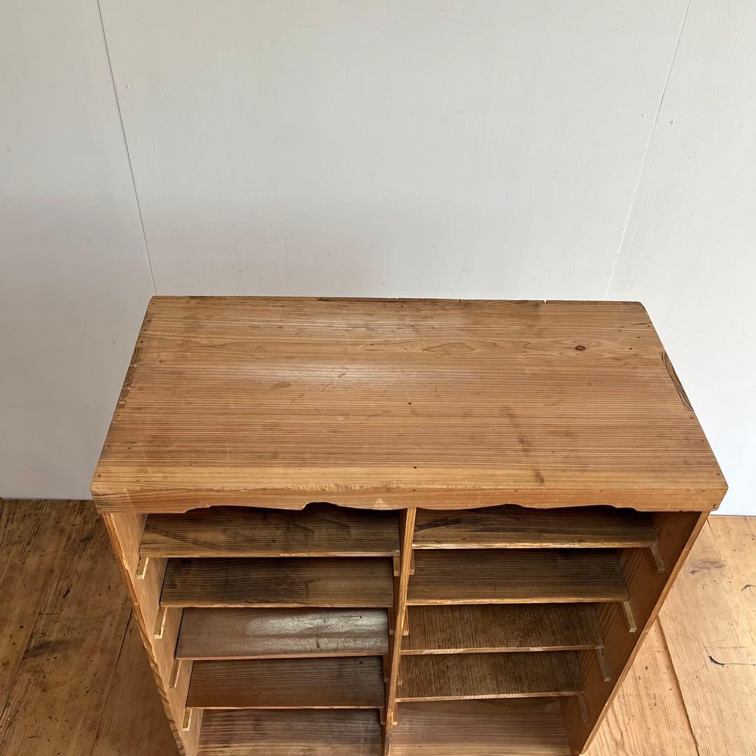 アンティーク オープンラック 格子棚 食器棚 カウンター 無垢材 無塗装