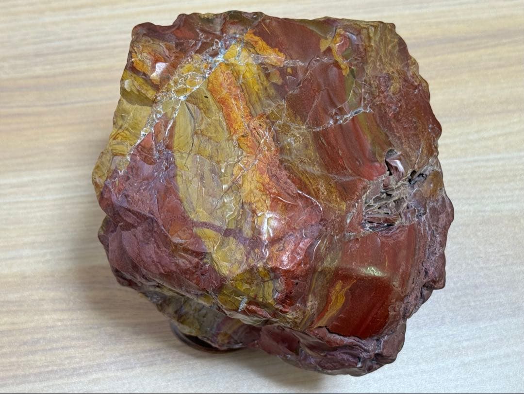 赤石 赤玉石 小矢部川 水石 鑑賞石 観賞石 ジャスパー 天然石 木製台座付き