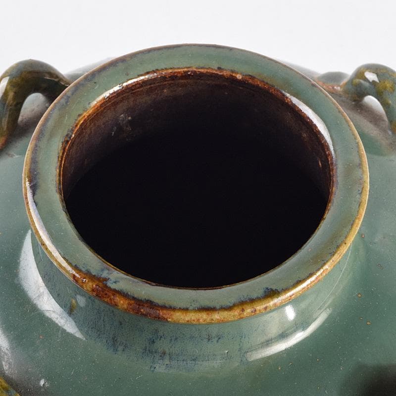 富山県 小杉焼 青磁 四耳壷形 花生 時代箱付 V R9318 - メルカリ