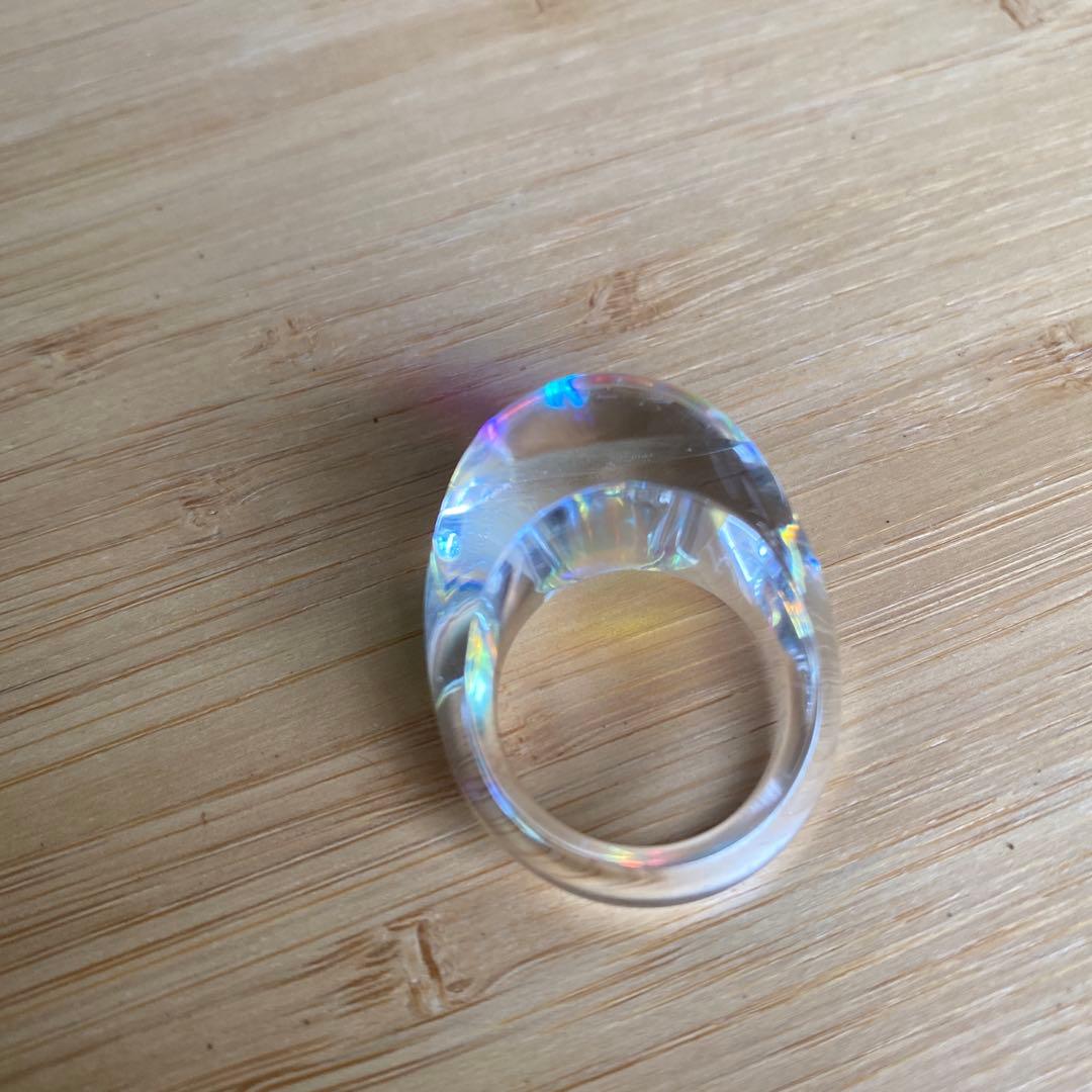Baccarat❤️ガラスリング クリア アーク リング 虹色の輝き☆フランス製