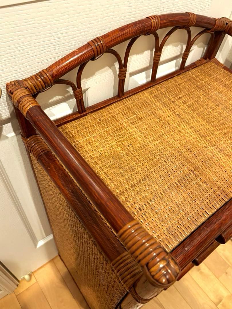 籐　ラタン　収納　引き出し　収納家具　5段　アンティーク　レトロ