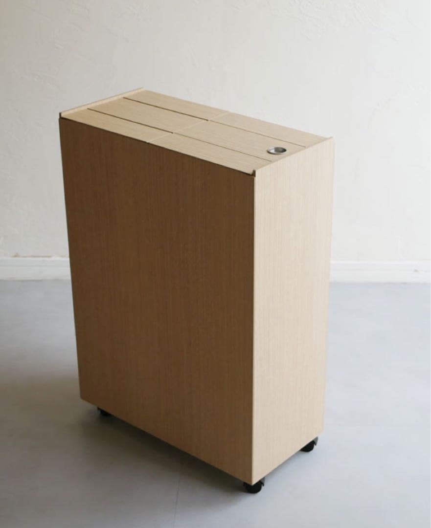 木製スリムデザインごみ箱 キャスター付き