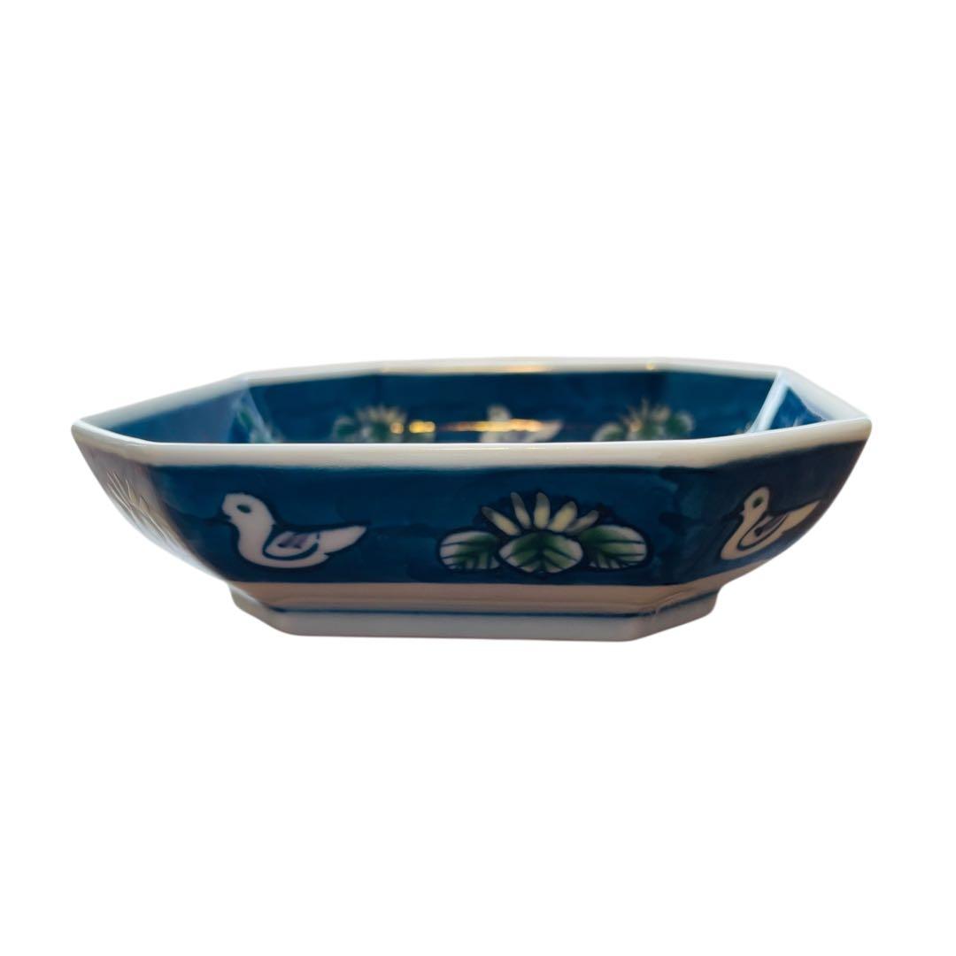 源右衛門窯 染錦水鳥図 銘々方皿 有田焼 小皿 取皿3枚セット