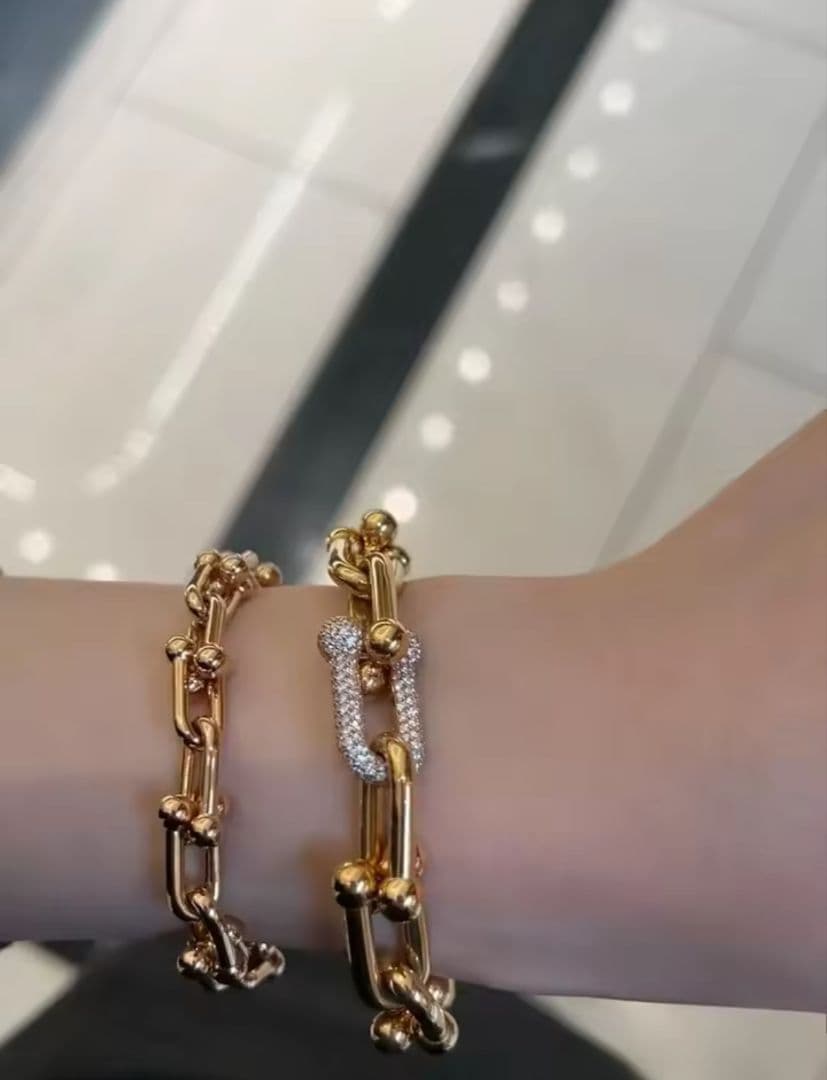 今人気 ハードウェアブレスレット ゴールド チェーン ワンポイントオシャレ