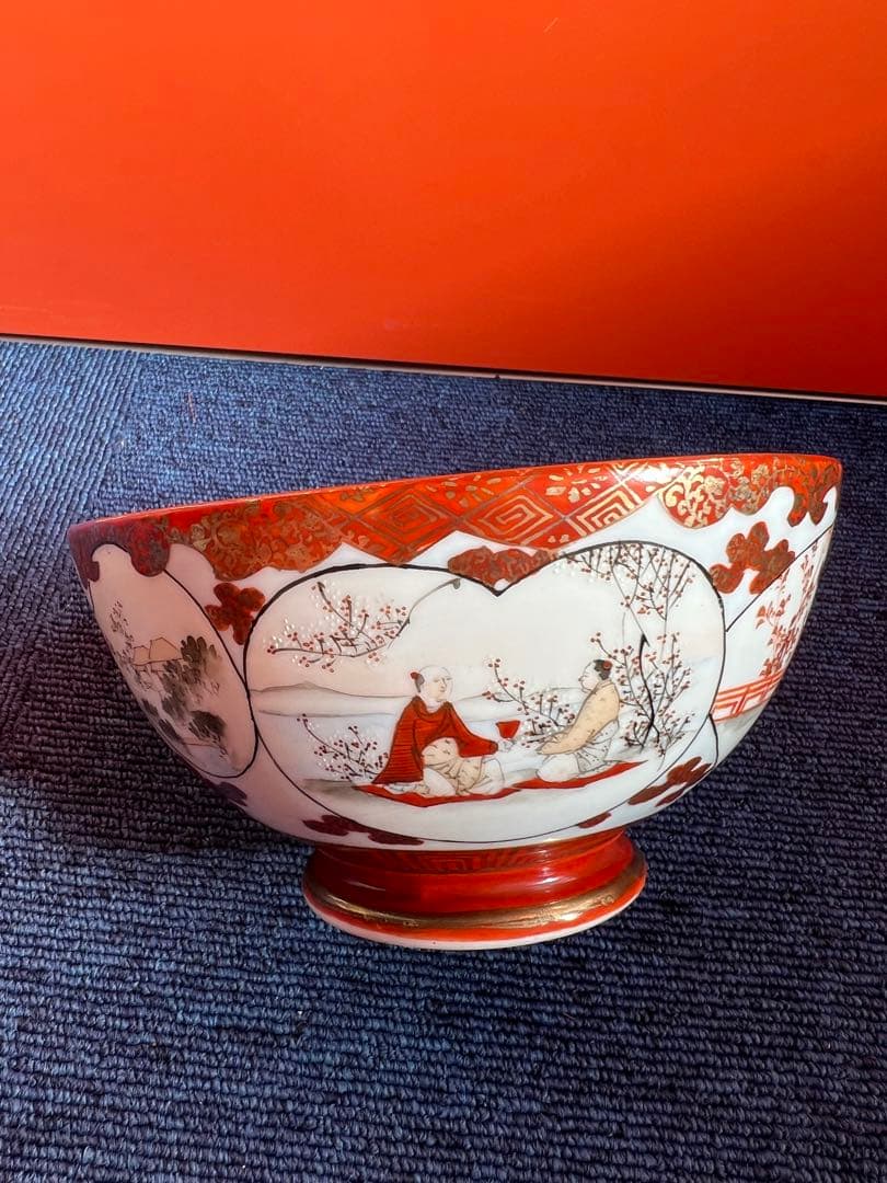 1264 九谷焼　赤絵人物　鉢　時代物