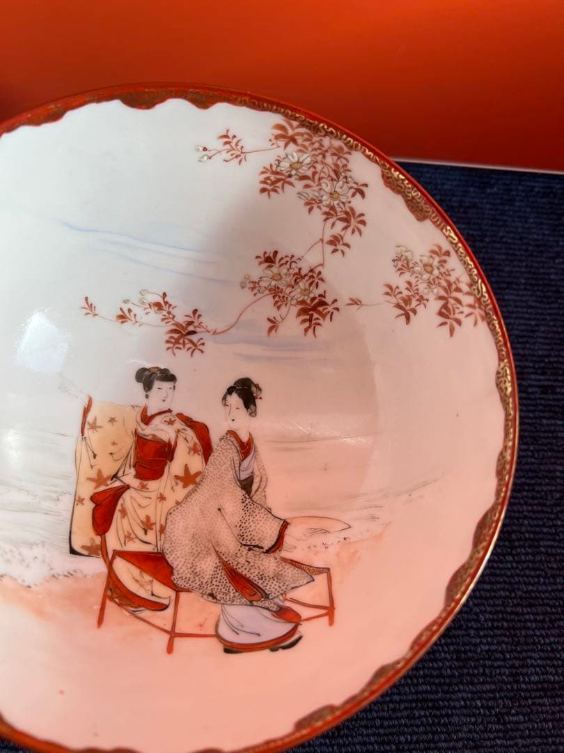 1264 九谷焼　赤絵人物　鉢　時代物